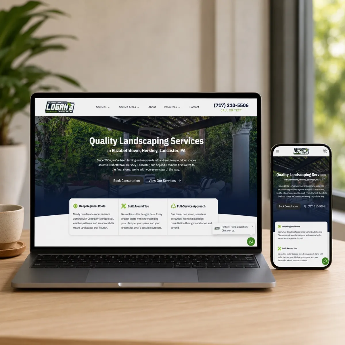 Landscaping website design showcase, Lawn & Land Marketing